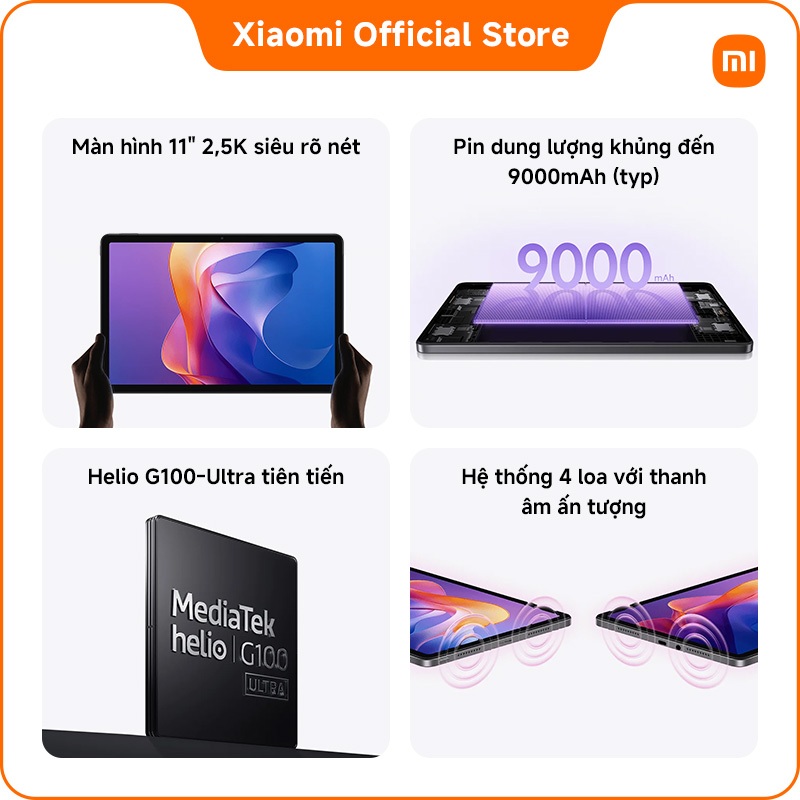 Redmi Pad 2｜Màn hình 11" 2,5K siêu rõ nét｜Pin dung lượng khủng đến 9000mAh (typ)｜Helio G100-Ultra tiên tiến | BigBuy360 - bigbuy360.vn