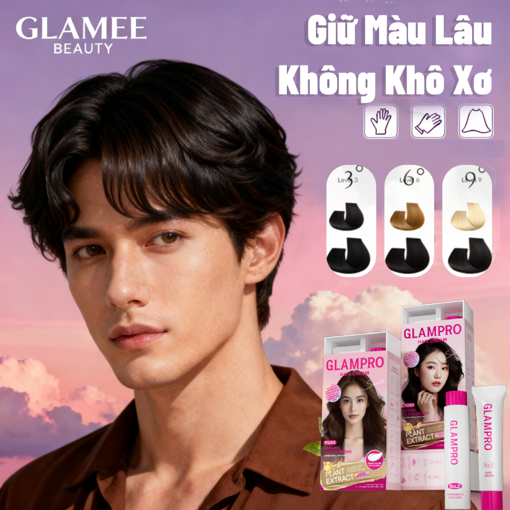 Glamee Beauty Thuốc Nhuộm Tóc Phủ Bạc Hiệu Quả Hair Dye Cream Nhiên Không Lộ Kem Nhuộm Tóc đen
