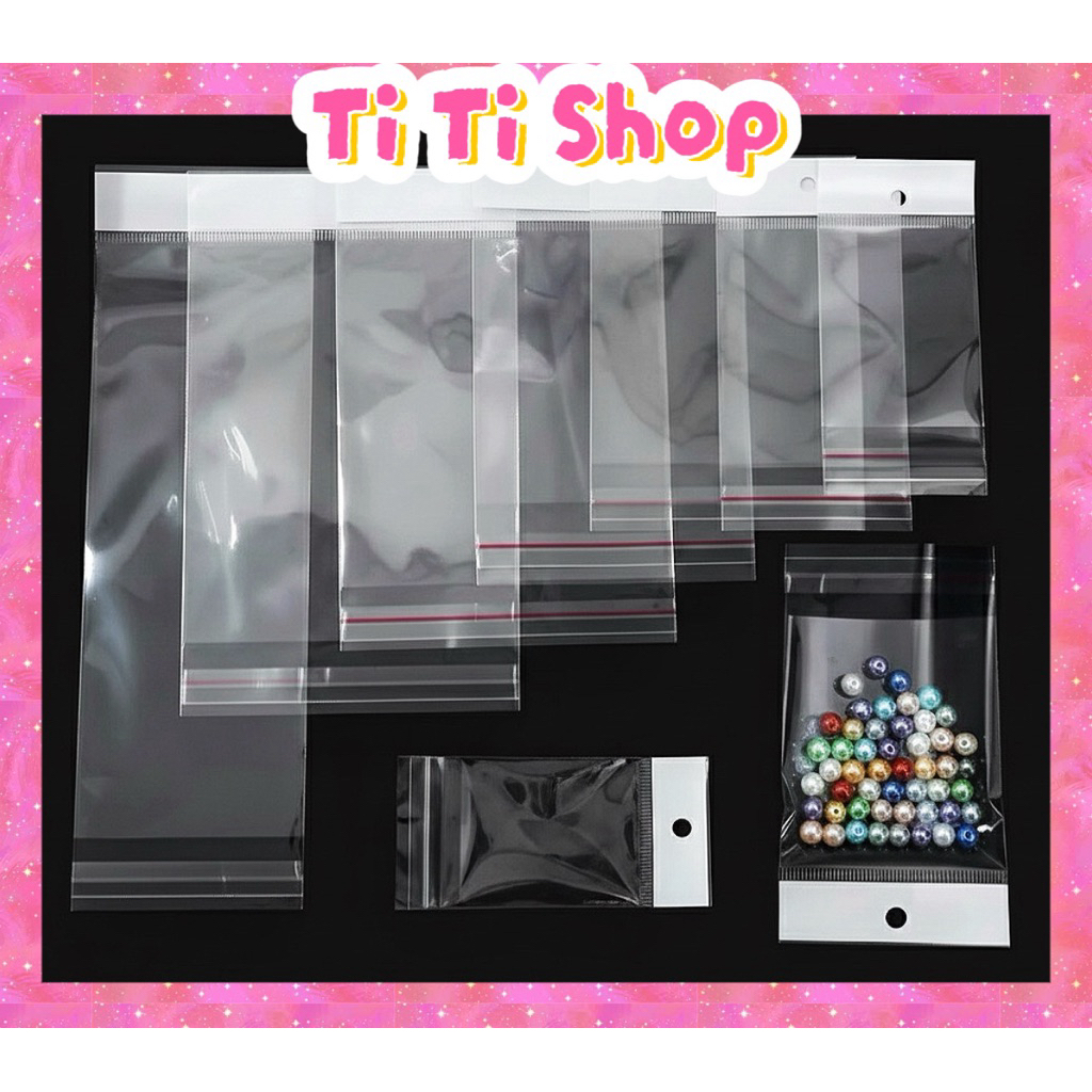 500G túi bóng kiếng trong Opp nilong dán miệng màng ngọc có lỗ treo (Túi Dày Loại 1)- CHỌN SIZE THEO PHẨN SD