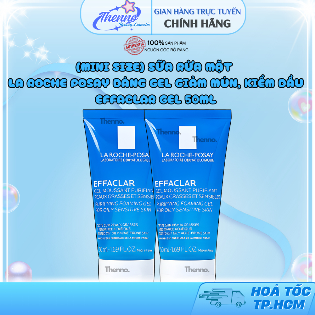 (Mini Size) Sữa Rửa Mặt La Roche Posay Dạng Gel Giảm Mụn, Kiềm Dầu Effaclar Gel 50ml