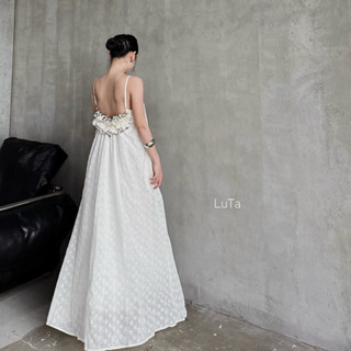  LuTa | Váy tơ hoa dún bèo sau 