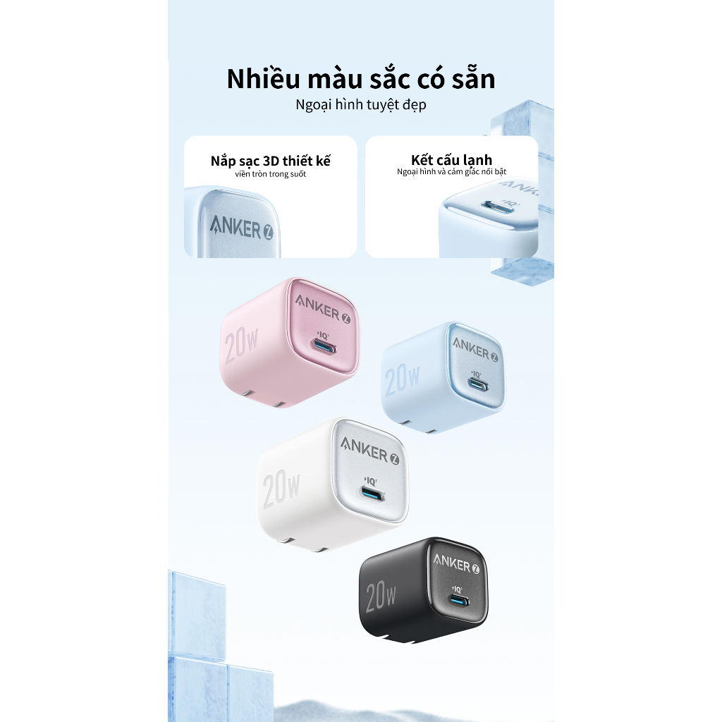 Củ sạc nhanh Anker Zolo GaN 20W/30W | 1 cổng USB-C | Sạc nhanh Power IQ 3.0 | Chân gập gấp gọn tiện lợi - A2699/8 | BigBuy360 - bigbuy360.vn