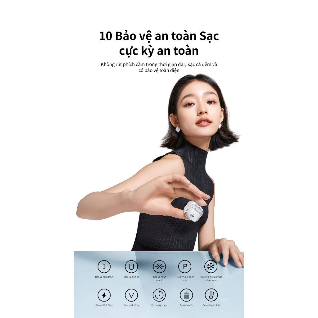 Củ sạc nhanh Anker Zolo GaN 20W/30W | 1 cổng USB-C | Sạc nhanh Power IQ 3.0 | Chân gập gấp gọn tiện lợi - A2699/8 | BigBuy360 - bigbuy360.vn