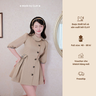 C.LAY CLOTHING - Hazel Áo khoác dạng váy chất liệu kaki gió cổ sen tay bồng phong cách tiểu thư S đến XXXL
