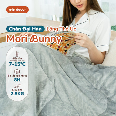 Chăn Đại Hàn Lông Thỏ Úc Mori Bunny Mịn Decor, Chăn Đắp Mùa Đông 7-15℃, Siêu Nhẹ Siêu Ấm, New 2026