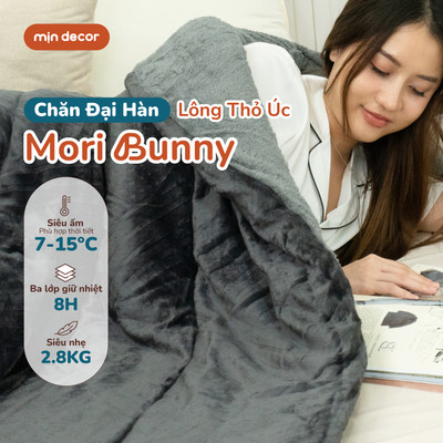 Chăn Đại Hàn Lông Thỏ Úc Mori Bunny Mịn Decor Chăn Siêu Nhẹ Siêu Ấm 2mx2m2 New 2026