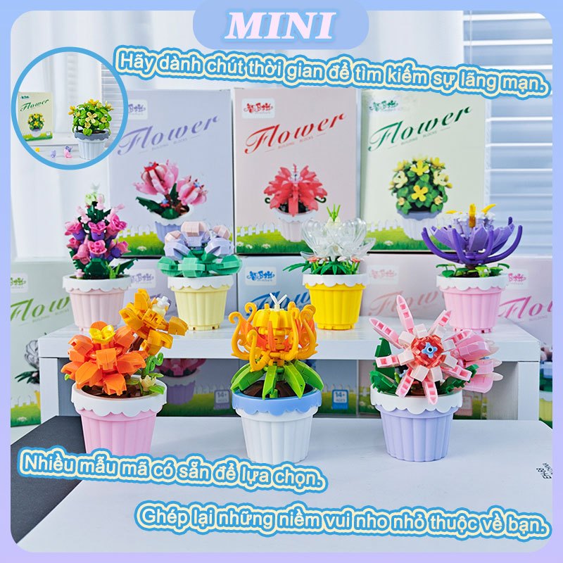 【Q616】Bộ Đồ Chơi Lắp Ráp Khối Chậu Hoa Hồng Nhỏ Đồ Chơi Sáng Tạo Rèn Luyện Tay Chân Cho Trẻ Em Từ 6-12 Tuổi Bao Bì Quà T