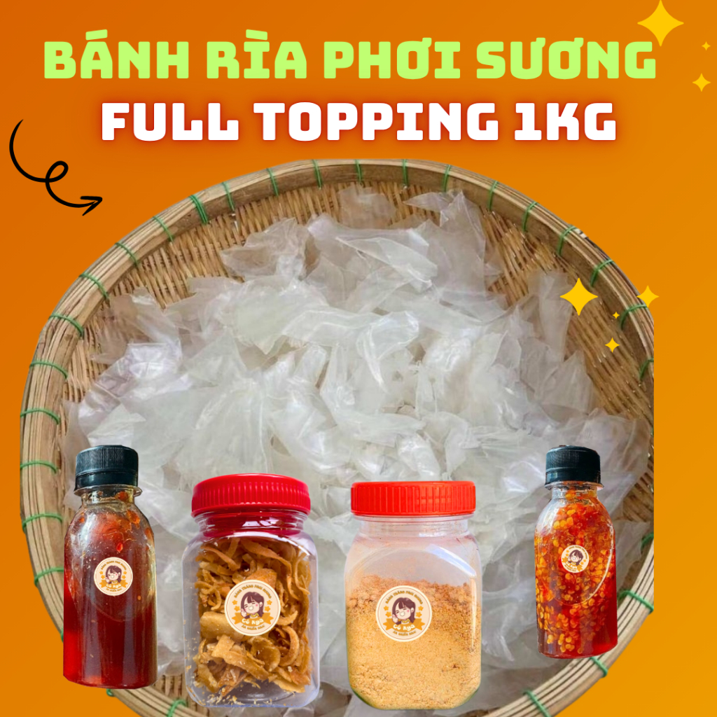 combo 1kg Bánh Tráng Rìa Ủ Bơ Muối Tôm Hành Phi Sốt Tắc CÔ NGA (kèm 4 topping)