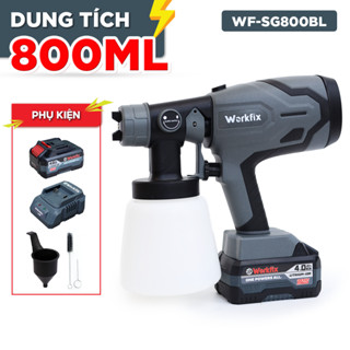  Máy Phun Sơn Pin Workfix WF-SG800ML – Máy Phun Sơn Dung Tích 800M 2 Chế Độ Phun Chân Pin Phổ Thông 