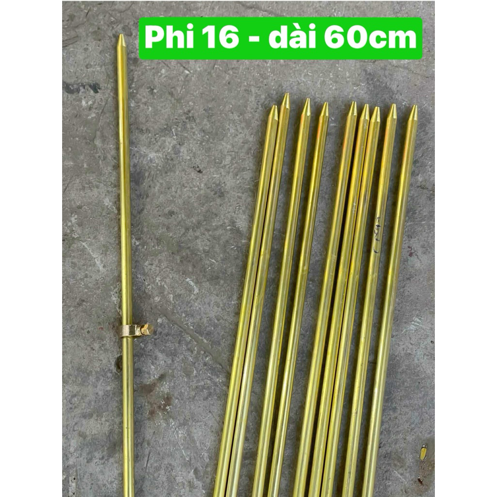 Cọc tiếp địa đồng thau đặc , phi 16 dài 60cm ( tiếp mass thiết bị điện )