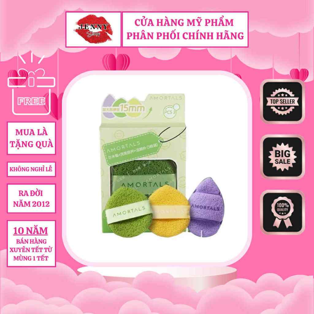 Set 3 Mút Rửa Mặt Amortals bọt biển làm sạch sâu, khồng đau rát