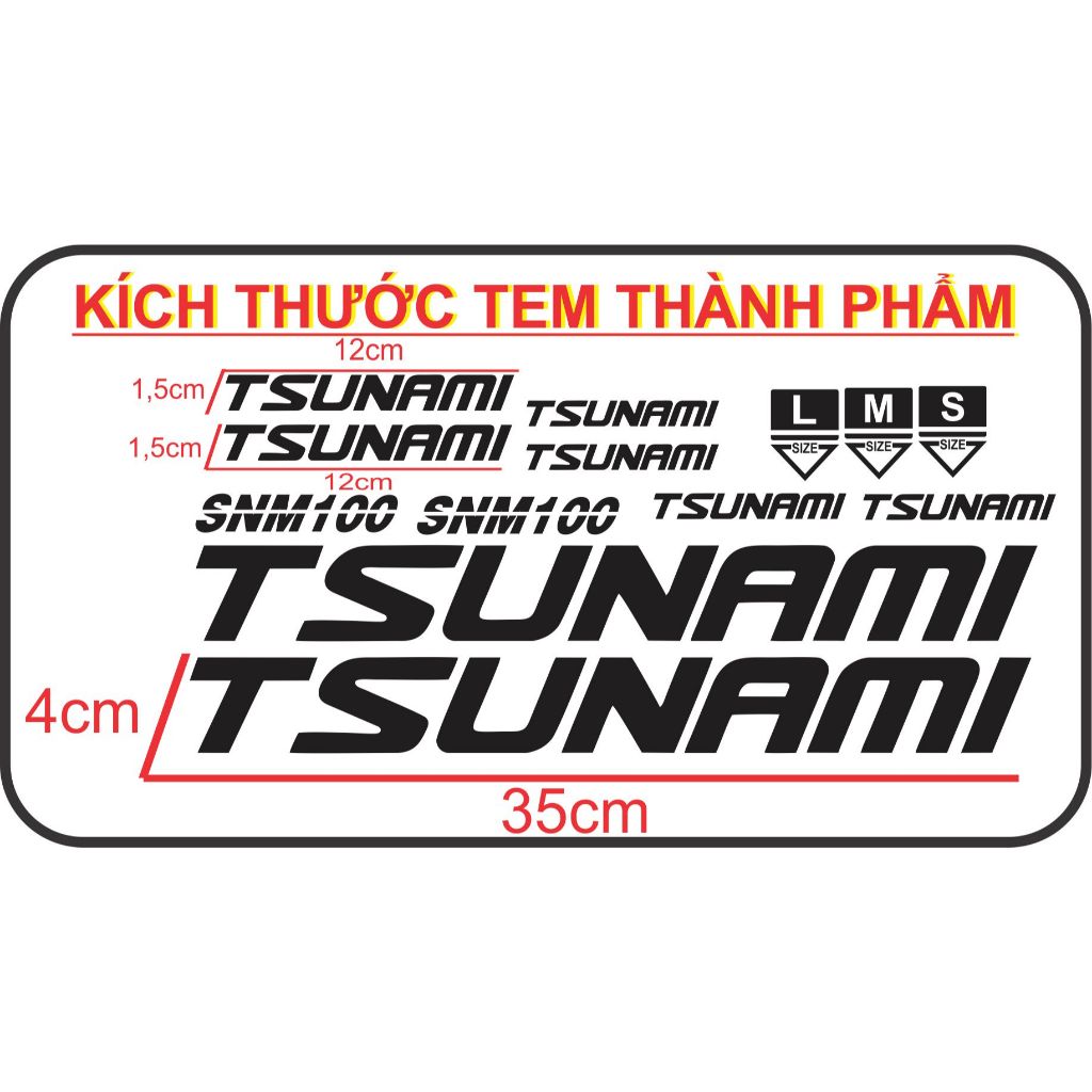 Tem TSUNAMI SNM100 Custom Dán xe đạp Thể thao ( Bao bền đẹp)