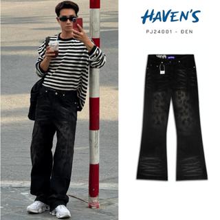   BẢN CAO CẤP  Quần Jeans HAVEN'S unisex ống loe nhẹ form Bootcut chiết ly Đùi thiết kế HAVEN'S 