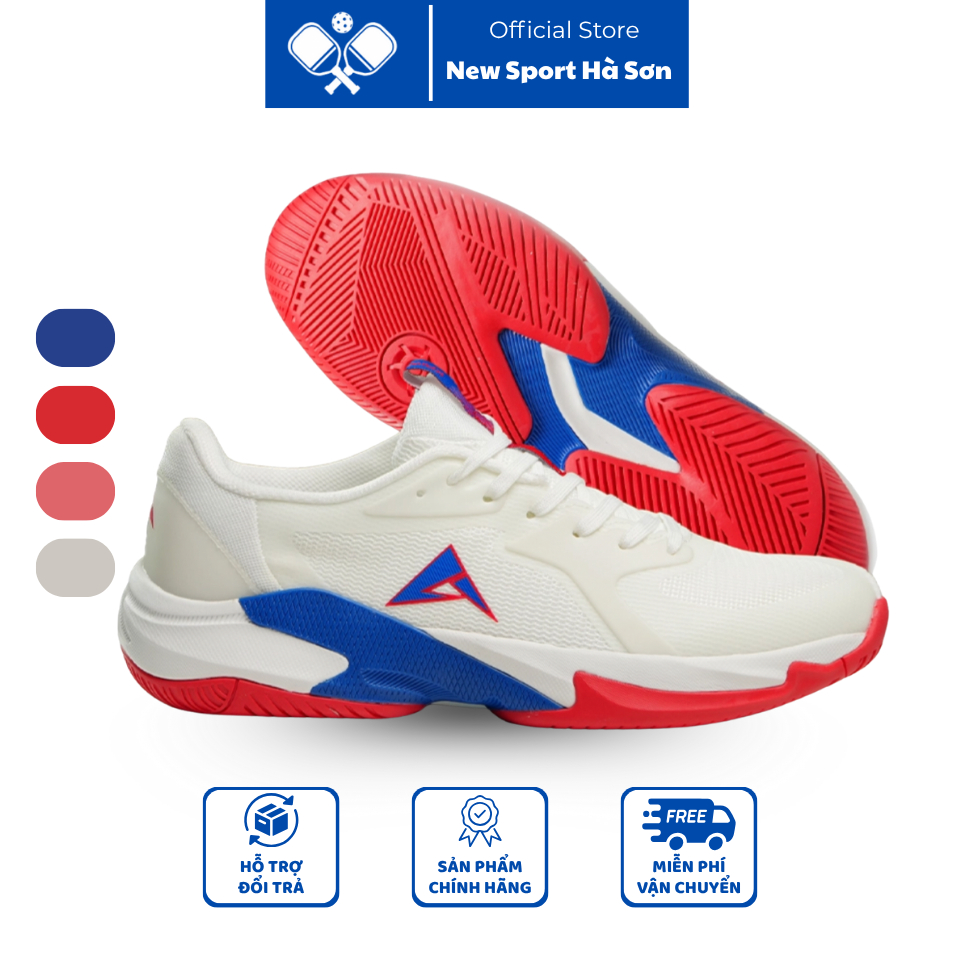 Giày thể thao pickleball Kaiwin Area trắng phối đỏ xanh thoáng khí, bền bỉ