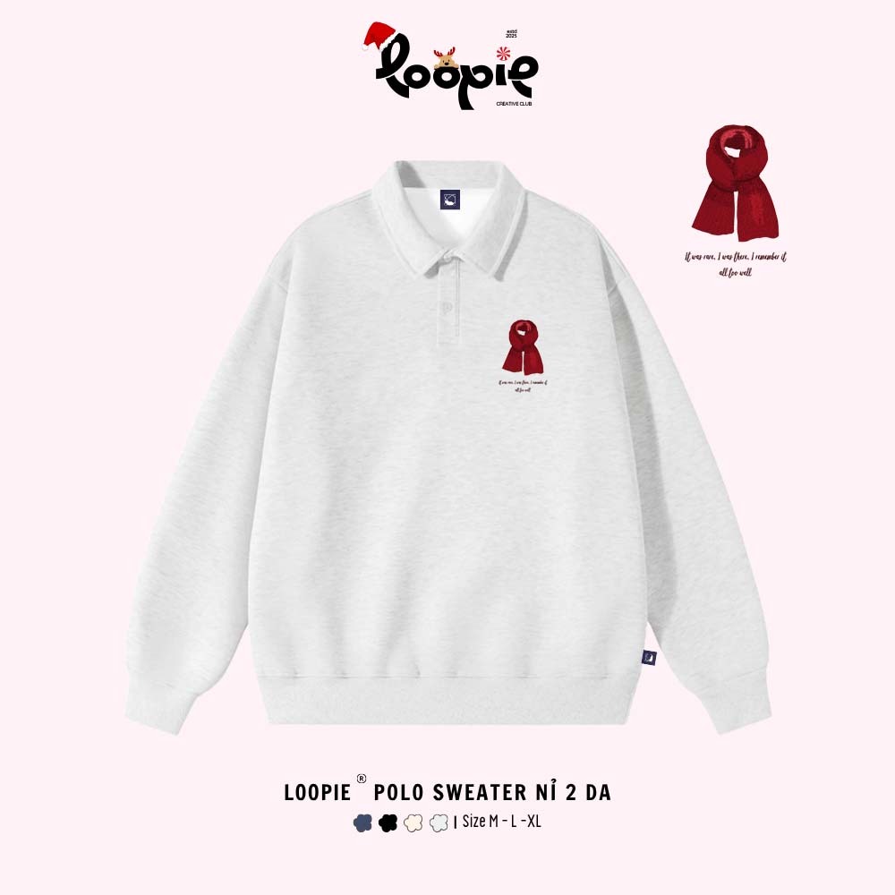 Áo Sweater PoLo Nam Nữ Form Rộng Vải Nỉ Cotton 2 Da, Áo Thun PoLo Dài Tay Cổ Bẻ In Hình Khăn Len Giá