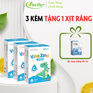 Vita Life COMBO 3 HỘP Vita ZinC bổ sung kẽm, vitamin C hỗ trợ ăn ngon, tiêu hoá tốt VitaZinC lọ 30ml