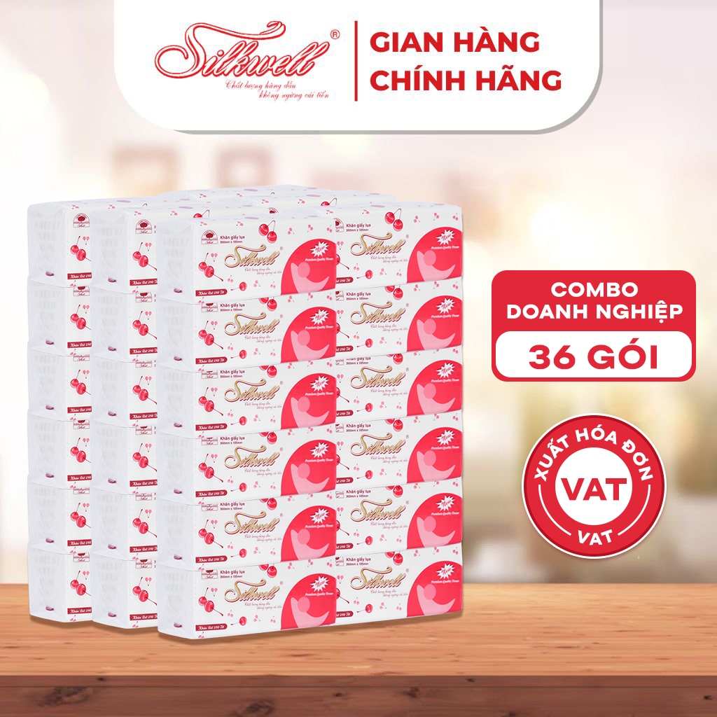  Combo 36 gói Giấy ăn rút lụa Silkwell 280 tờ mềm mại không bụi giấy - Bịch 36 Gói R280t 
