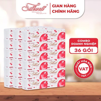 Combo 36 gói Khăn giấy rút lụa Silkwell 280 tờ 2 lớp mềm mại, không bụi giấy - Bịch 36 Gói R280t