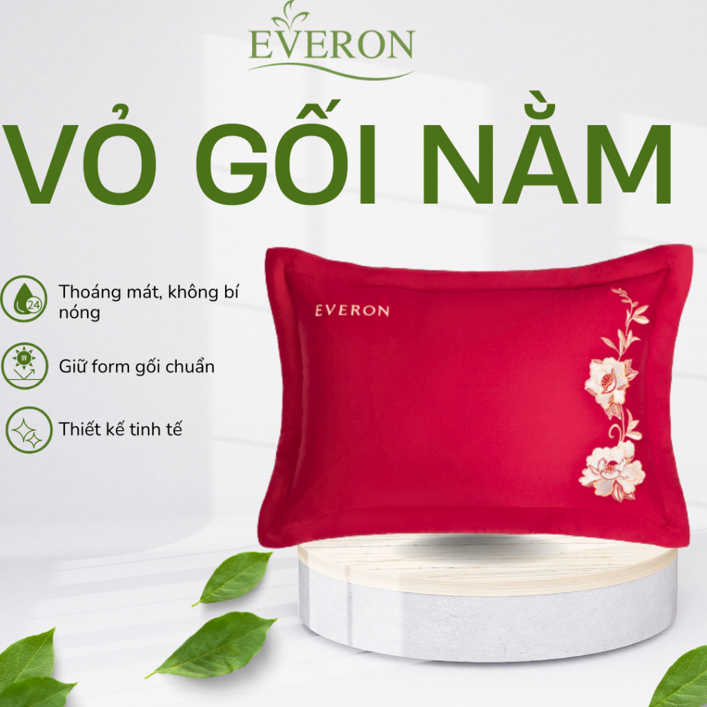 Vỏ Gối Nằm Everon Cao Cấp 45x65 – Mềm Mại, Thoáng Mát, Êm Ái Cho Giấc Ngủ, Vỏ Gối Everon Chính Hãng