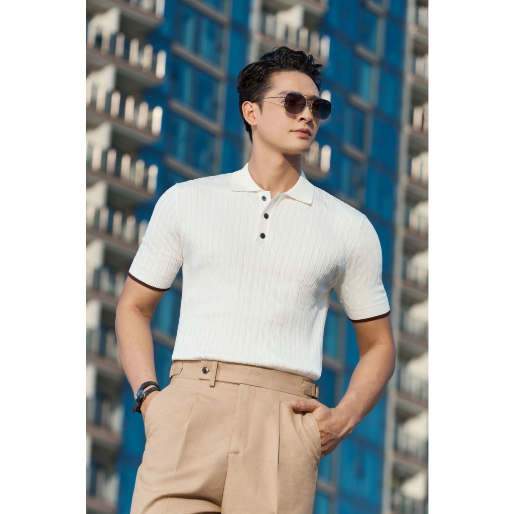 ÁO MONGTOGHI NAM ADAM STORE MÀU TRẮNG VÂN AP300T