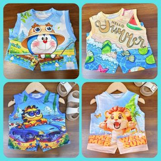  Bộ ba lỗ mùa hè MINGY BABY đi biển cho bé trai từ 6-27kg chất liệu thun lạnh in 3d co dãn thoải mái 