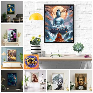  Tranh Tô Màu số hóa Phật Giáo 40x50cm 50*60cm- đã căng khung - Tặng Kèm Màu Vẽ Tranh và Cọ Vẽ-kích thước lớn- 