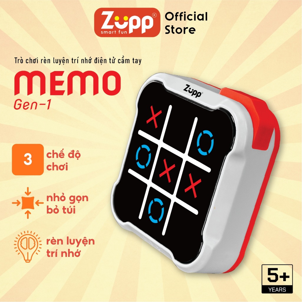 Cờ caro X O điện tử Tic Tac Toe Zupp Memo Gen 1 trò chơi trí tuệ rèn luyện trí nhớ thông minh đồ chơi giáo dục cho bé