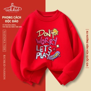 Áo dài tay cho bé RICHKID áo sweater nỉ da cá thu đông hình TYPO (T15) chống côn trùng đốt