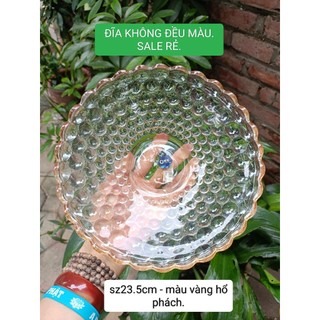 Đĩa để hoa quả hoạ thủy tinh pha lê,đĩa tròn size to , đĩa thủy tinh dày,nặng .
