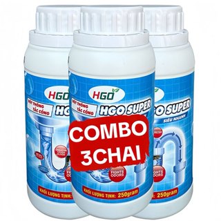   COMBO 3  Bột Thông Cống HGO SUPER – Thông Tắc Bồn Cầu Bồn Rửa Bát Đường Ống Nhanh Chóng Hiệu Quả 