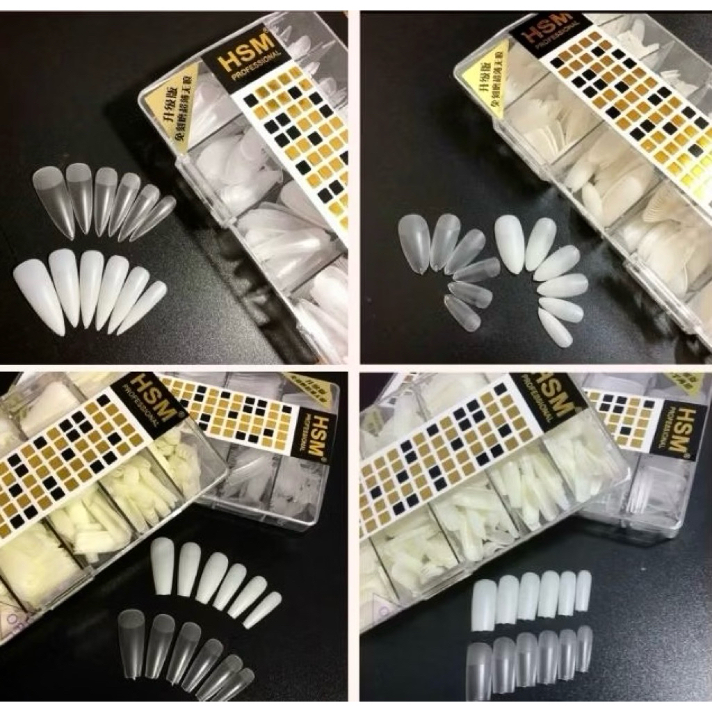 (KHÔNG ĐỔI TRẢ) Móng up HSM loại mặt nhám sẵn & trong trơn - đủ size form thang, vuông, nhọn, bầu, h