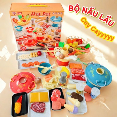 Đồ Chơi Nấu Ăn Bộ Nồi HotPot - Lẩu Mô Phỏng Chi Tiết 90 Món, Đầy Đủ Phụ Kiện, An Toàn Giúp Bé Thỏa Sức Sáng Tạo