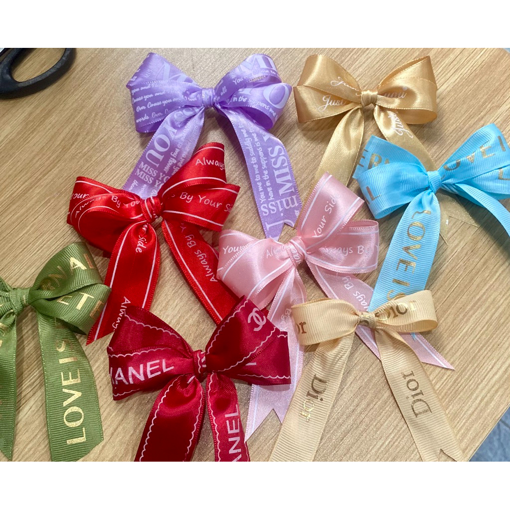 [Combo 20] nơ ruy băng satin, ruy băng nơ làm sẵn, nơ satin gói quà, nơ lụa thắt cổ chai, nơ chữ dec