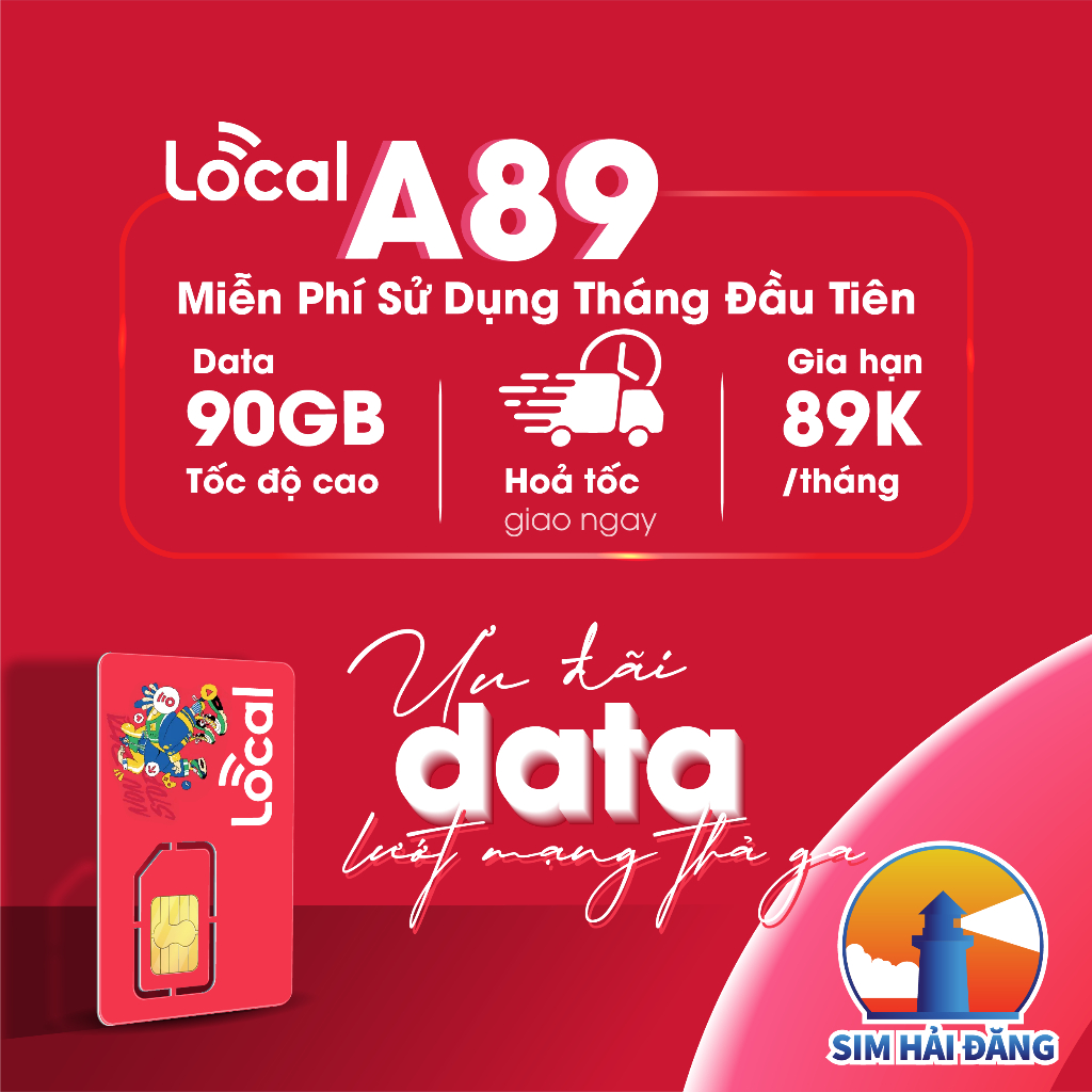 SIM 4G/5G MOBIFONE LOCAL A89, 3GB/Ngày, 500p Gọi Nội Mạng, Duy Trì 89k