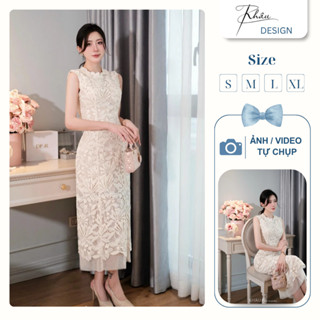 Đầm thiết kế KHÂU Design ren hàng cúc sát nách K971 sang chảnh quý phái 