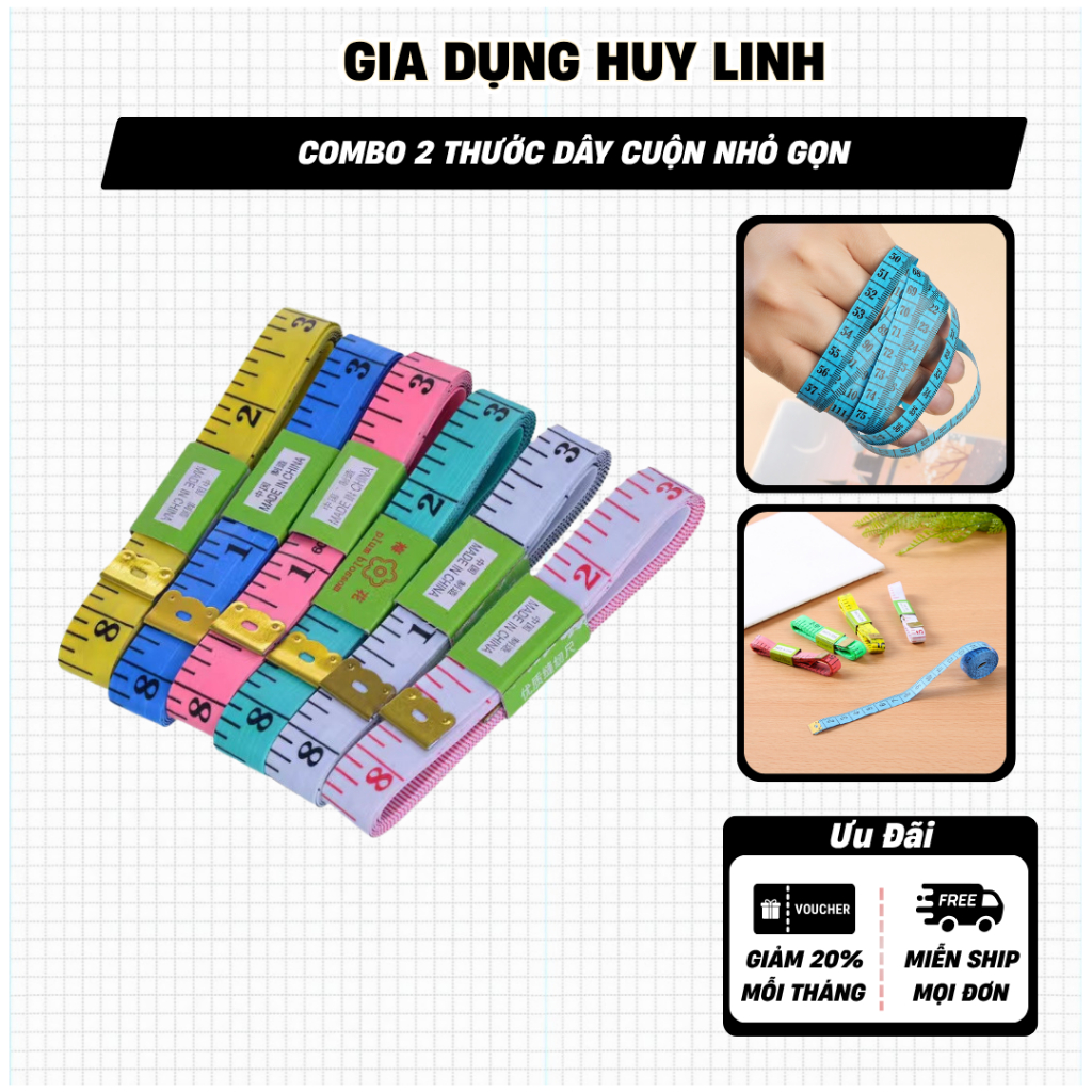 Thước dây may đo loại dài 1.5m có đầu sắt, thước dây thợ may đo 150cm may đo quần áo, đo 3 vòng