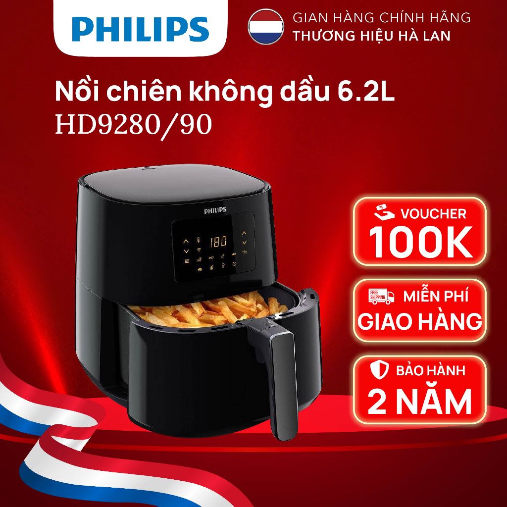 Nồi Chiên Không Dầu Philips HD9280 /90 Essential size XL Digital Connected