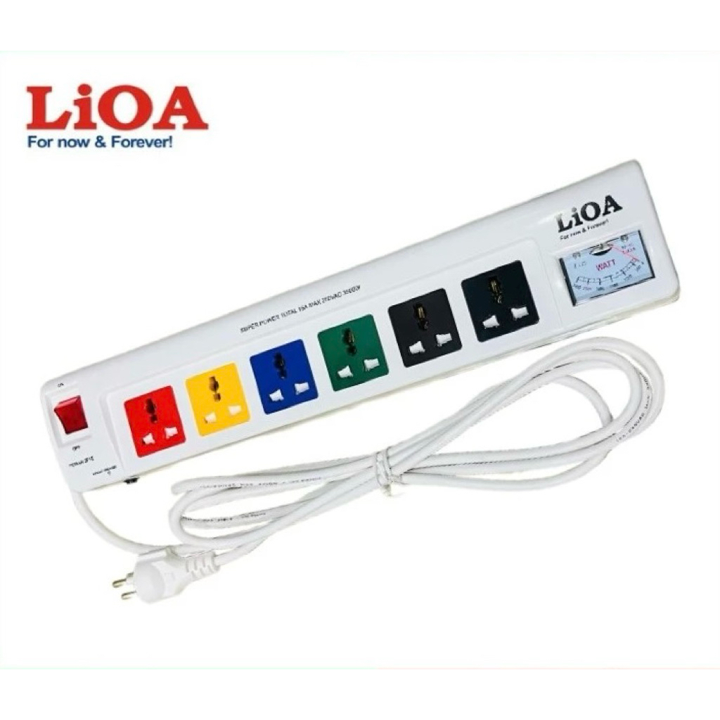 Ổ CẮM ĐIỆN LIOA 6 LỖ 6OFSSW3-3 SUPER CÓ ĐỒNG HỒ ĐO WATT- CÔNG SUẤT 3500W- LIOA CHÍNH HÃNG
