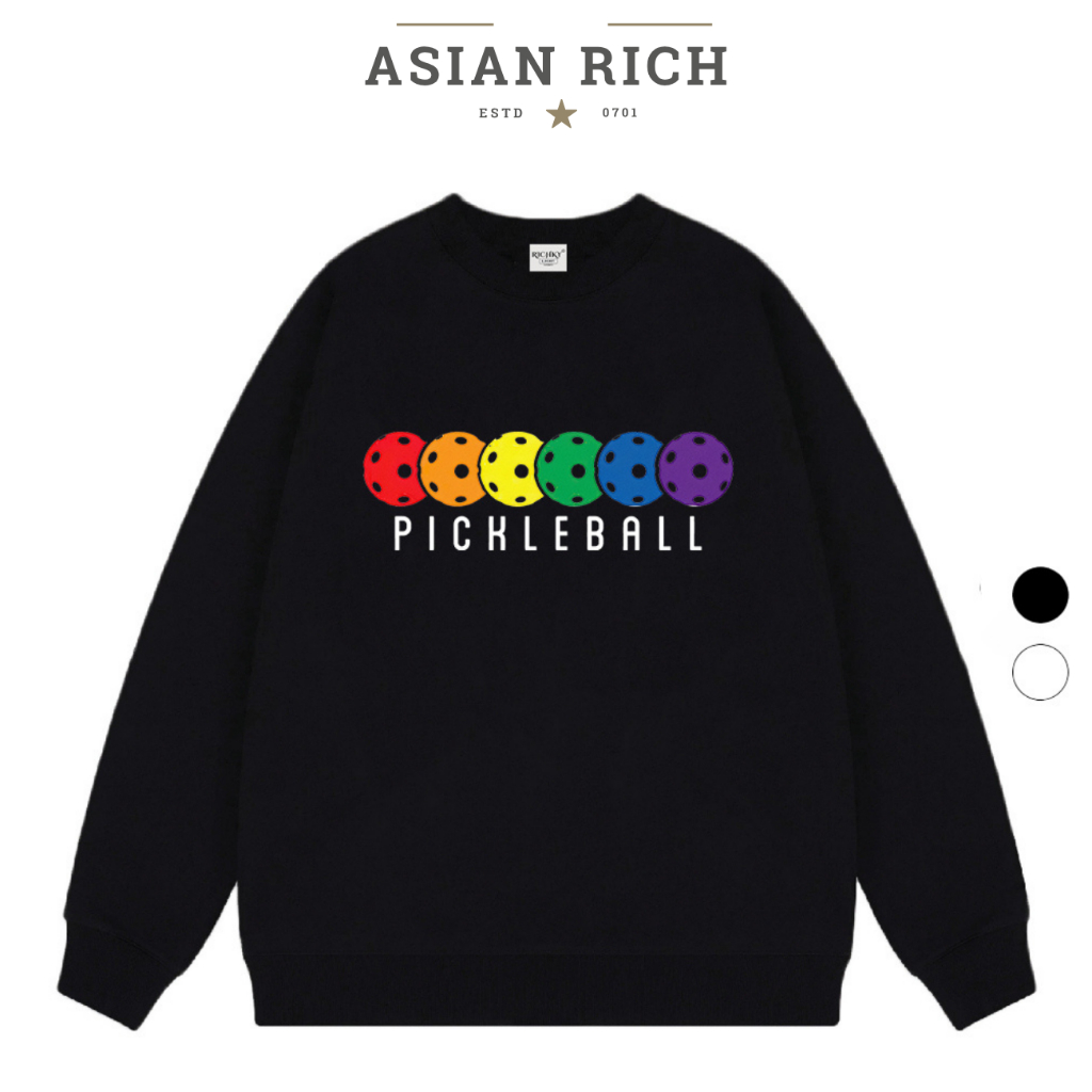 Áo Sweater Asian Rich Premium Nỉ Pickleball Colorball Rainbow Sporty Collection