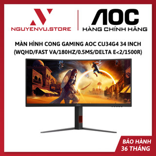  Màn hình cong gaming AOC CU34G4 34 inch  WQHD Fast VA 180HZ 0.5ms Delta E<2 1500R  - Hàng chính hãng 