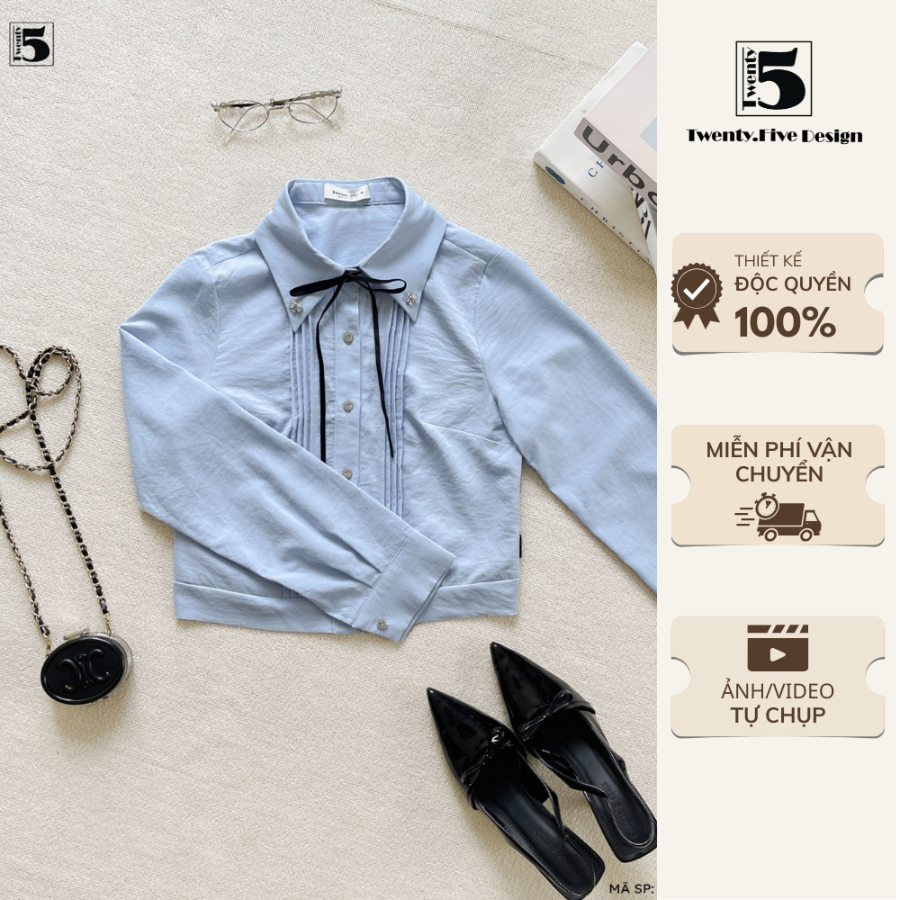 Áo Sơ Mi Dài Tay Kèm Nơ Buộc Thanh Lịch – Twentyfive Design AM48