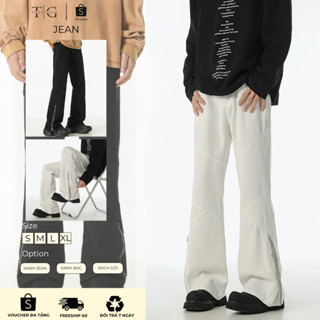  Quần Jean Ống Loe ,Quần Bò Ống Rộng Khóa Kéo Form Suông Chuẩn Style Douyin J06 