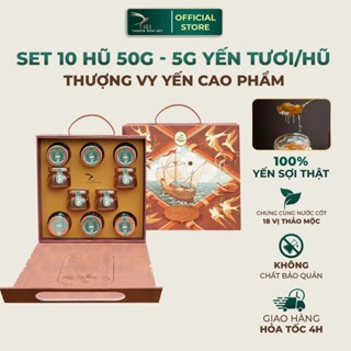   Hỏa tốc HN  Set Quà Yến 10 Hũ 50G Cici Thượng Đỉnh Yến - Hộp Quà Tổ Yến Chưng Sẵn Quà Biếu Tặng Sang Trọng 