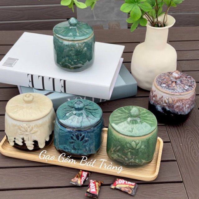 🌸Khay Sứ Mứt Tết,Hũ Sứ Đựng Trà,Khay Đựng Bánh Kẹo Tết,Khay Sứ Đựng Thực Phẩm Men Hoả Biến Gốm Sứ Ca