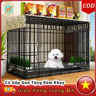  🐈Dogelsy🐕Chuồng Chó Mèo Gấp Gọn Lồng chuồng nuôi chó mèo giá rẻ Tặng Khay Vệ Sinh Cho Chó Nhỏ Và Vừa 