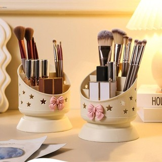 Kệ Đựng Mỹ Phẩm Cọ Trang Điểm 3 TẦNG NƠ HỒNG Xinh Xắn Decor Bàn Trang Điểm