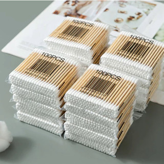 10 -30 Gói Tăm Bông Cán Gỗ Thiên Nhiên Tiện Lợi( Set 100 que 1 Gói) H001