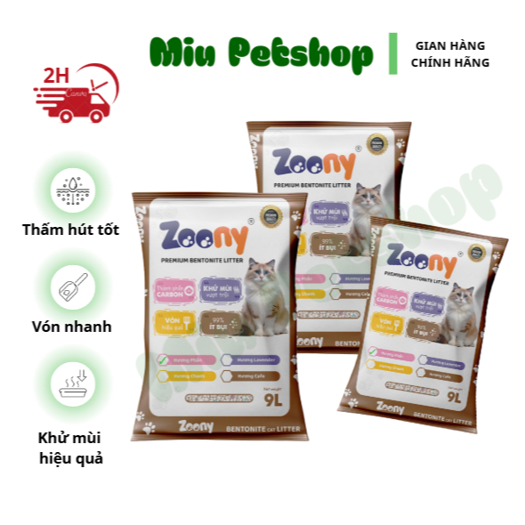 Cát Mèo Không Bụi Zoony Cat 9L – Hương Tự Nhiên, Dễ Dọn, Bé Mèo Yêu Thích