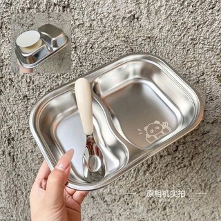 [BỘ FULL SET 3 MÓN] Khay Ăn Dặm Lúa Mạch + KHAY INOX  Đáng Yêu Cho Bé
