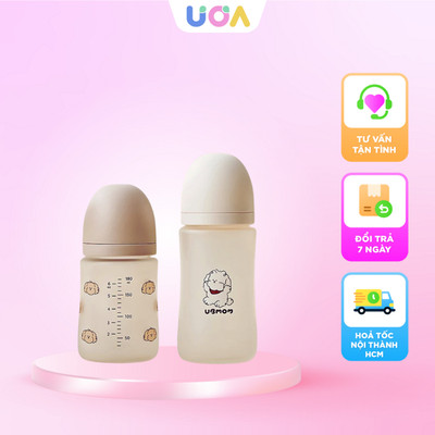 Bình sữa thủy tinh Ubmom phủ silicone - 180ml/240ml